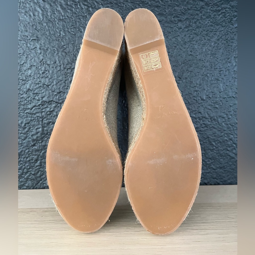 Tory Burch Plata Royal Majorca Linen & Leather Espadrille Wedge- 6.5 - Picture 7 of 9